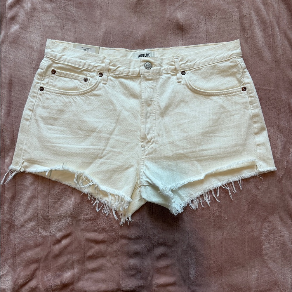 Agolde Parker Jean Shorts Women's Off-White sz 32 - Picture 1 of 4